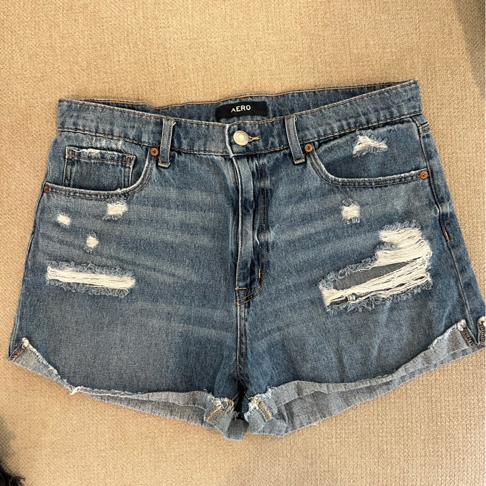 Aeropostale Women's Blue Distressed Jean Shorts